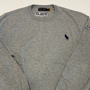 Polo Golf crewneck sweater men’s large heather grey Tour logo